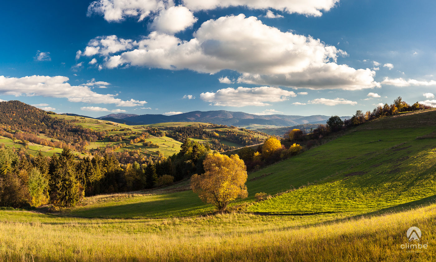 Czarny Dział. Korona Beskidu Wyspowego. Beskid Wyspowy. Zachód slońca